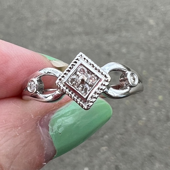 14K WHITE GOLD INVISIBLE SETTING DIAMOND BAND RING WEDDING ANNIVERSARY HALLMARK